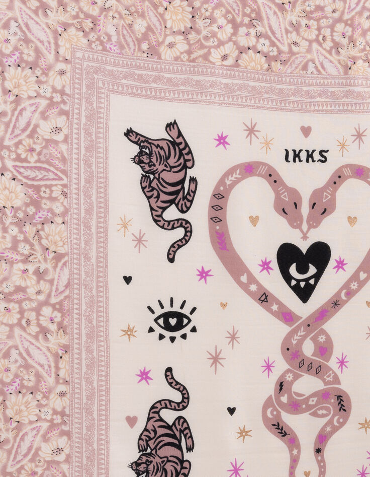 Roze vierkante sjaal met paisleyprint voor meisjes-5