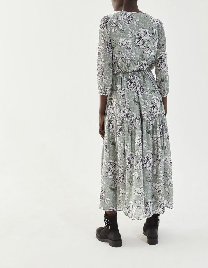 Robe ample matière recyclée imprimé floral vintage femme-3