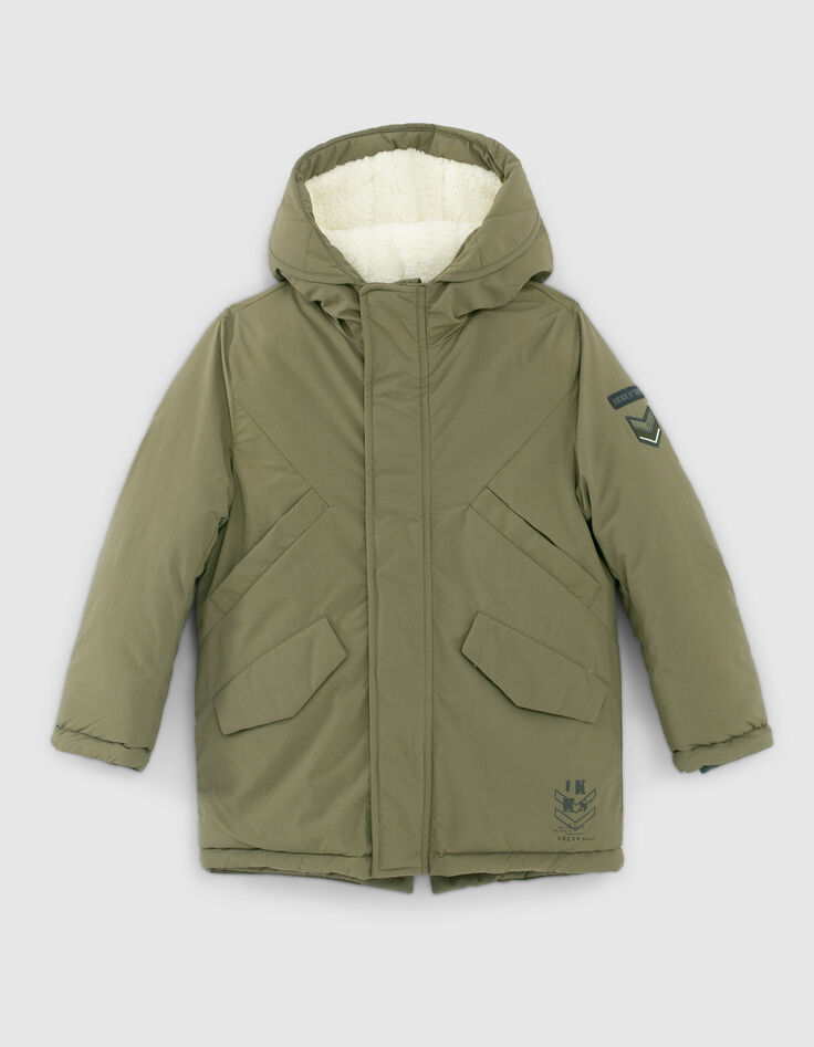 Parka 3 en 1 kaki et bomber silver réversible garçon-2 Parka 3 en 1 kaki et bomber silver réversible garçon-2