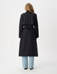 L&eacute;a Women's long navy double-breasted trench coat-3
