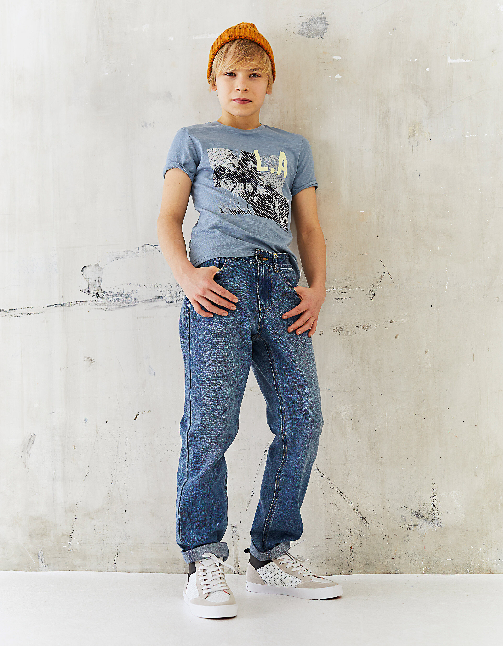 Vaquero loose fit stone blue niño