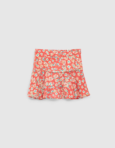 Jupe-short corail à imprimé fleurs fille - IKKS