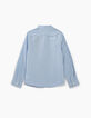 Boys’ sky blue thin-striped shirt with Mandarin collar-3