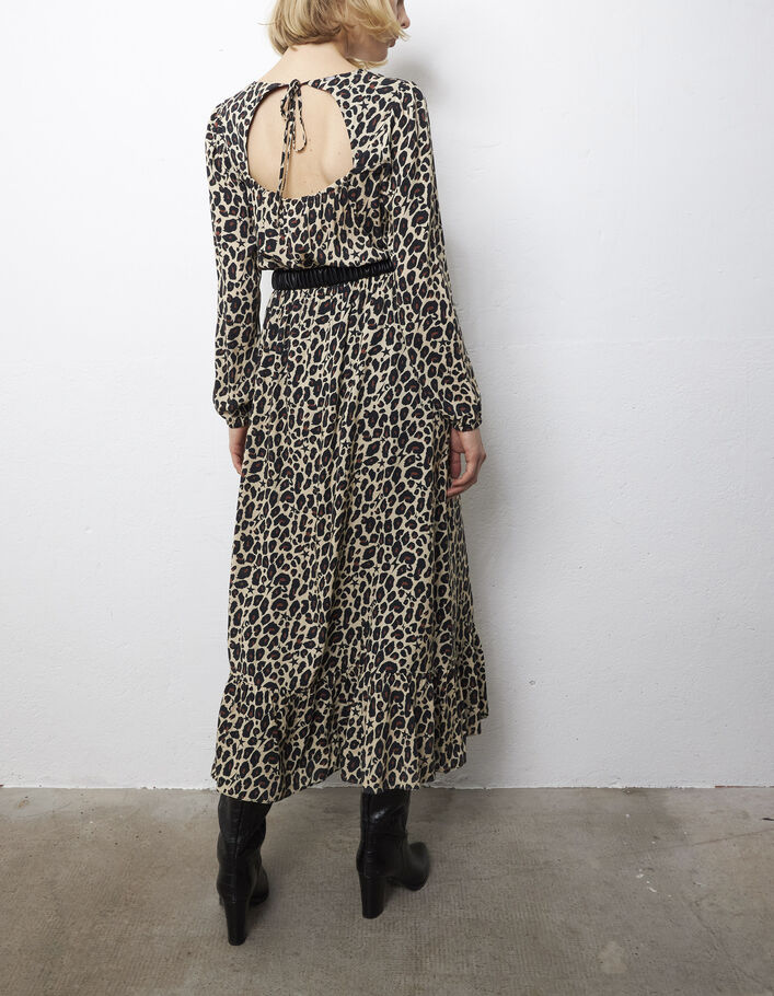 Robe longue en viscose imprimé léopard étoiles femme  - IKKS