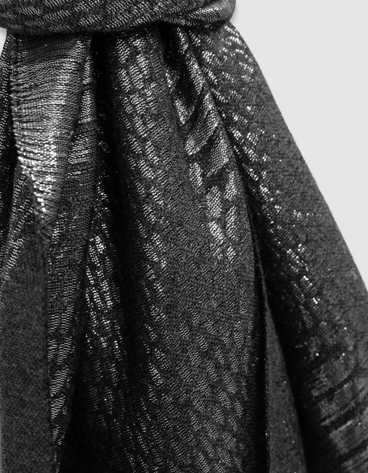 Grijze sjaal jacquard metallic pythonmotief Dames-2