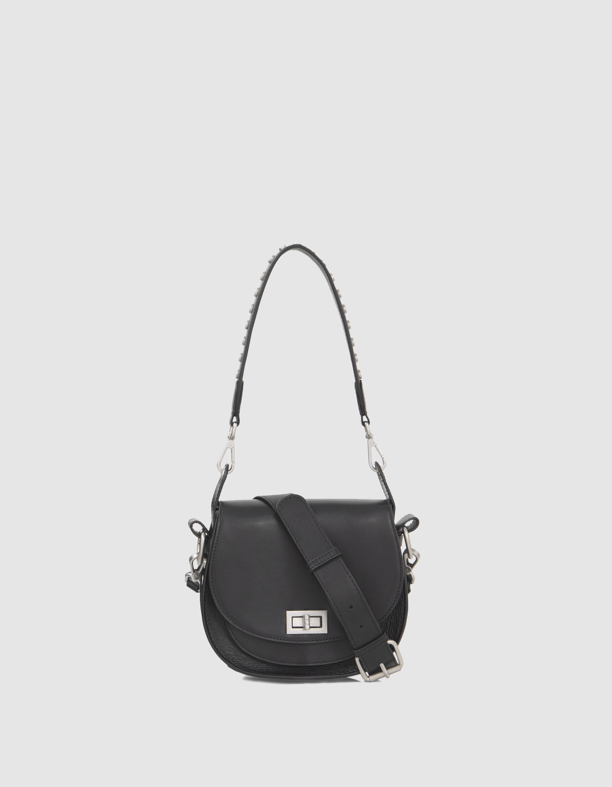 Sac besace The Small Waiter Rock cuir noir clout Femme