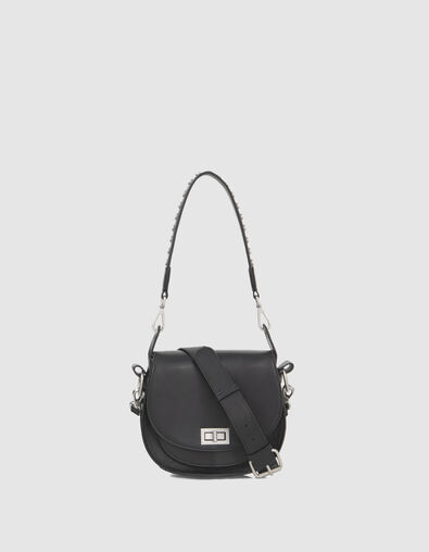 Schwarze Damenledertasche The Small Waiter mit Ziernieten - IKKS