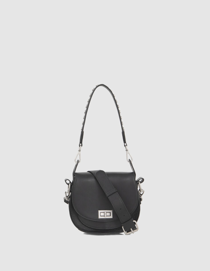 Schwarze Damenledertasche The Small Waiter mit Ziernieten-1