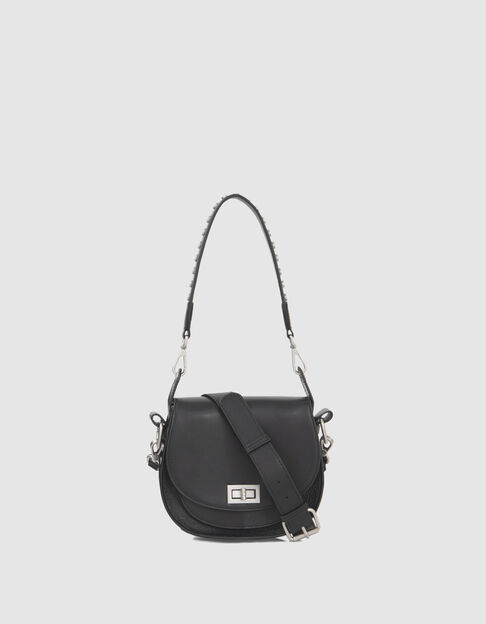 Women’s black studded leather The Small Rock Waiter bag