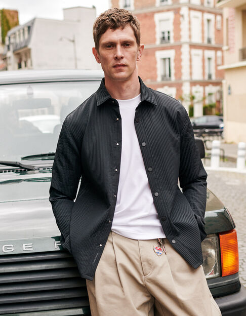 Zwart doorstikt overshirt LIGHT WARMTH Heren - IKKS