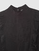 Girls&rsquo; black dotted Swiss jacquard dress with dickey-2