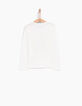 Tee-shirt blanc imprimé tableau singe fille-4