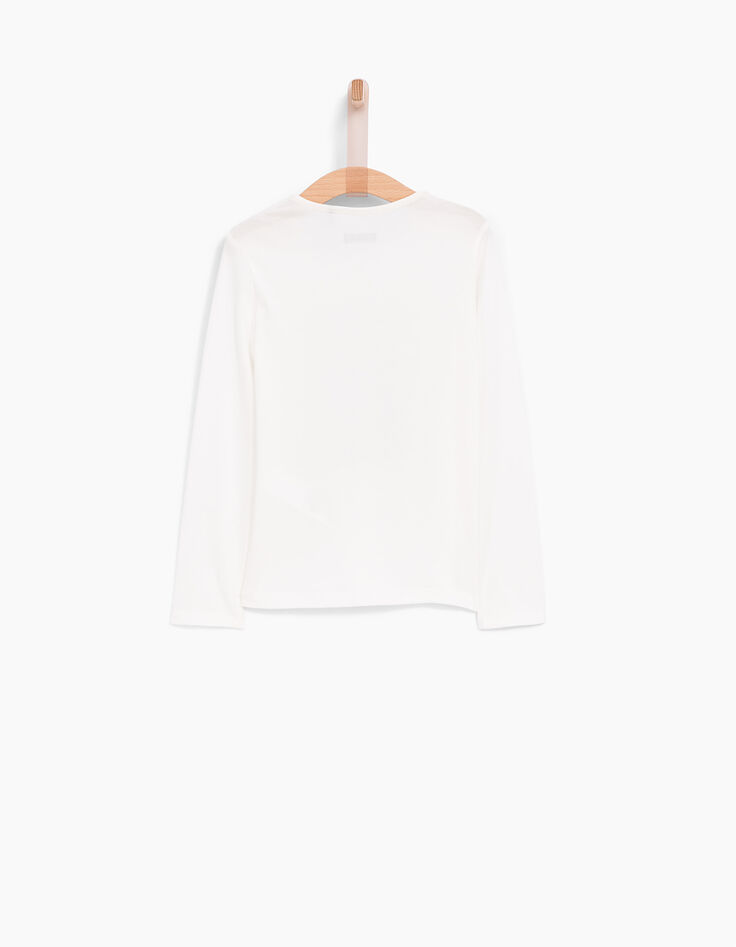 Tee-shirt blanc imprimé tableau singe fille-4