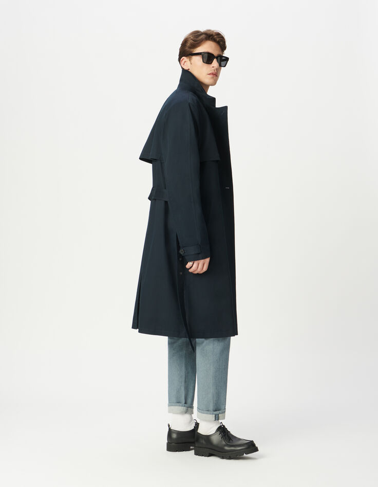 Men’s navy long trench coat with belt-2