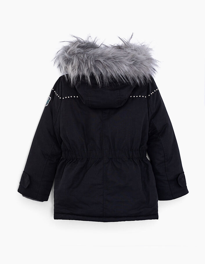 Girls’ black 3-in-1 parka with leopard print padded jacket - IKKS