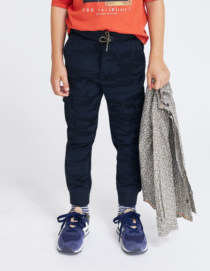 Pantalon jogging gris camouflage à poches garçon-1