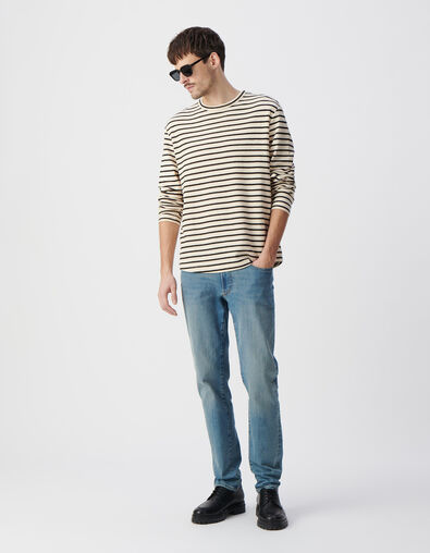 T-shirt marinière rayé noir broderie Homme - IKKS