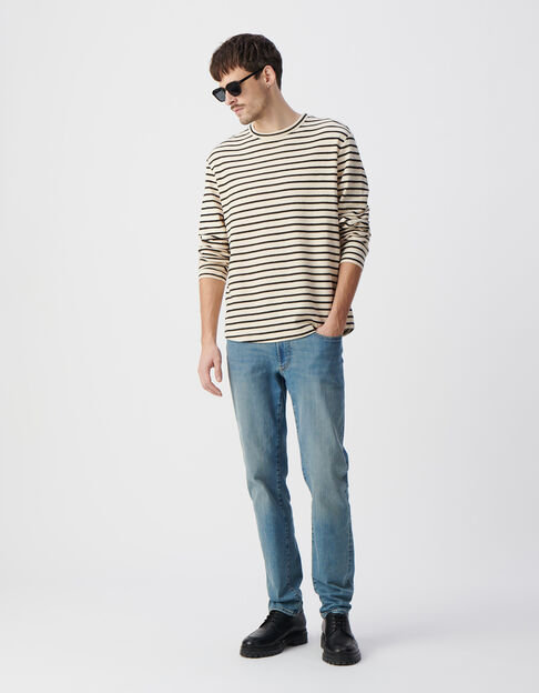 T-shirt marinière rayé noir broderie Homme - IKKS