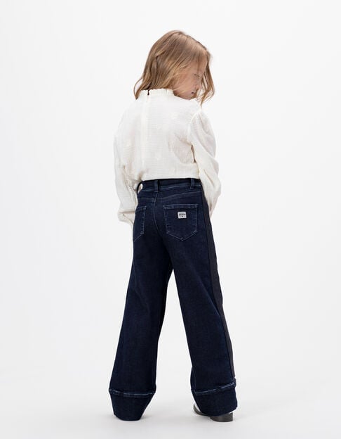 Girls’ blue wide-leg jeans with wide side bands - IKKS