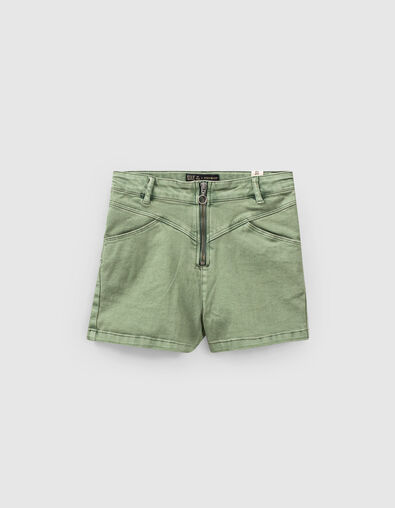 Shorts vaqueros caqui used tiro alto y cremallera niña  - IKKS