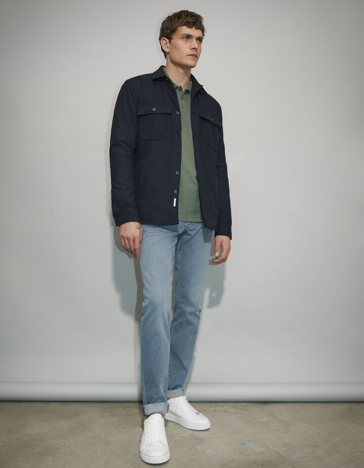 Polo SLIM sauge bi-mati&egrave;re avec dos jersey Homme-4