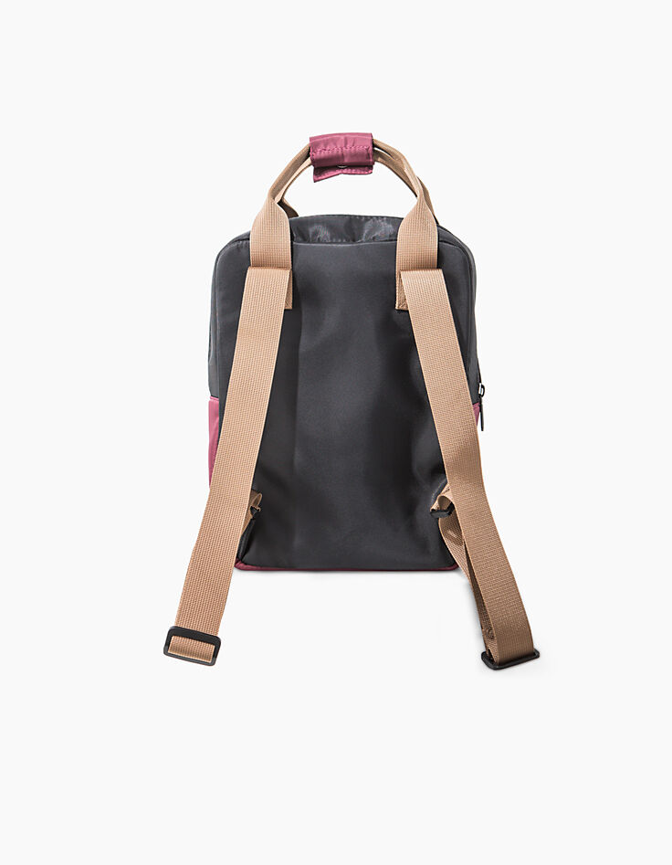 Sac à dos noir, prune et copper fille-3
