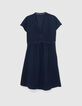 Robe marine recyclée ganses dentelle Femme-6