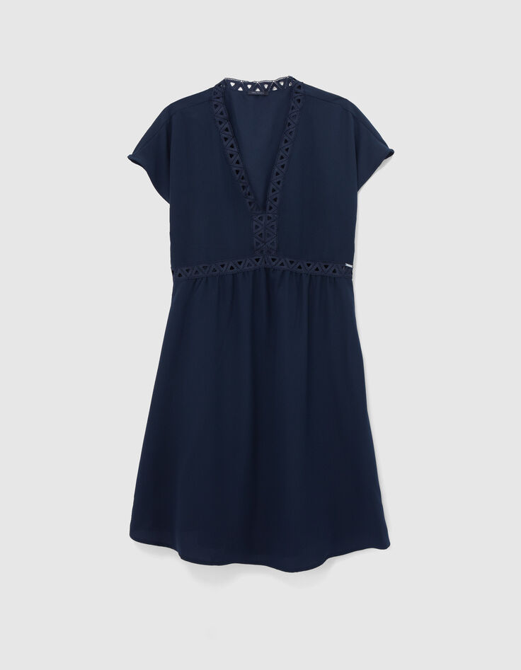 Robe marine recyclée ganses dentelle Femme-6 Robe marine recyclée ganses dentelle Femme-6