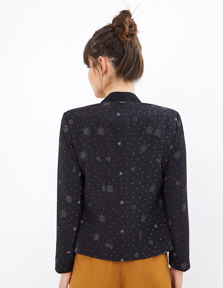 I.Code black star and heart print suit jacket-3
