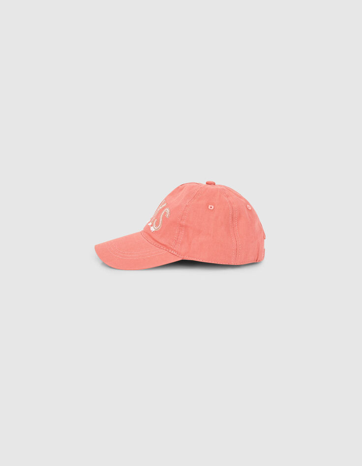 Casquette corail foncé avec broderie fille -1