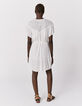 Women’s white embroidered collar dotted Swiss crepe dress-3