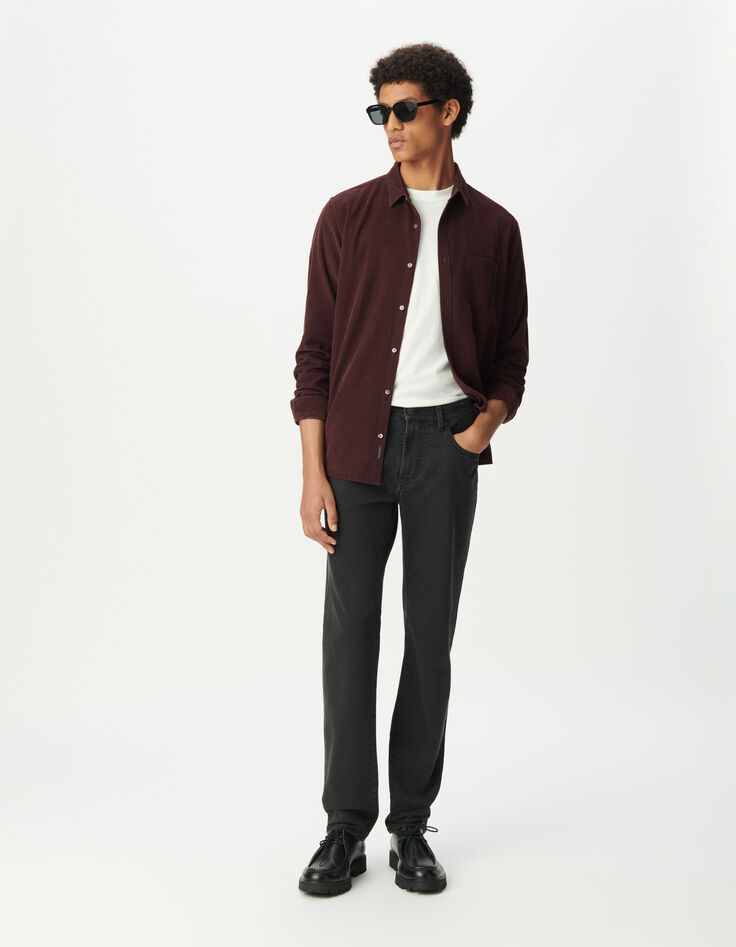 Chemise regular prune coton bio velours milleraies Homme-2