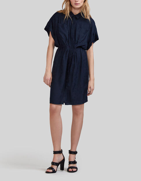 Women&rsquo;s navy skull jacquard shirt dress - IKKS