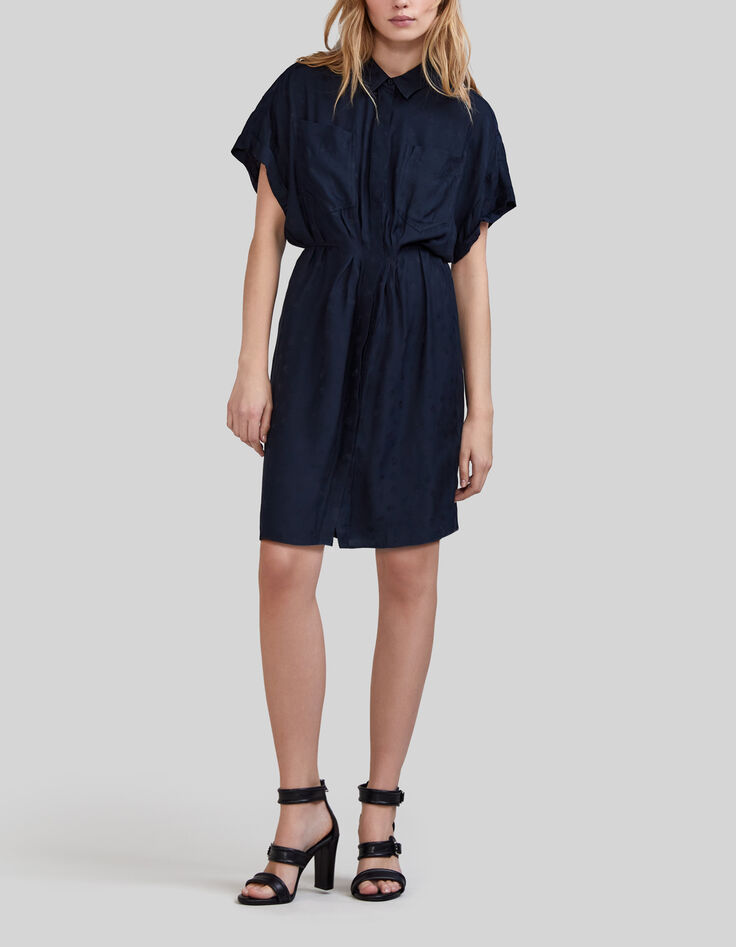 Marineblaues Damen-Hemdkleid Jacquard mit Totenkopf-1