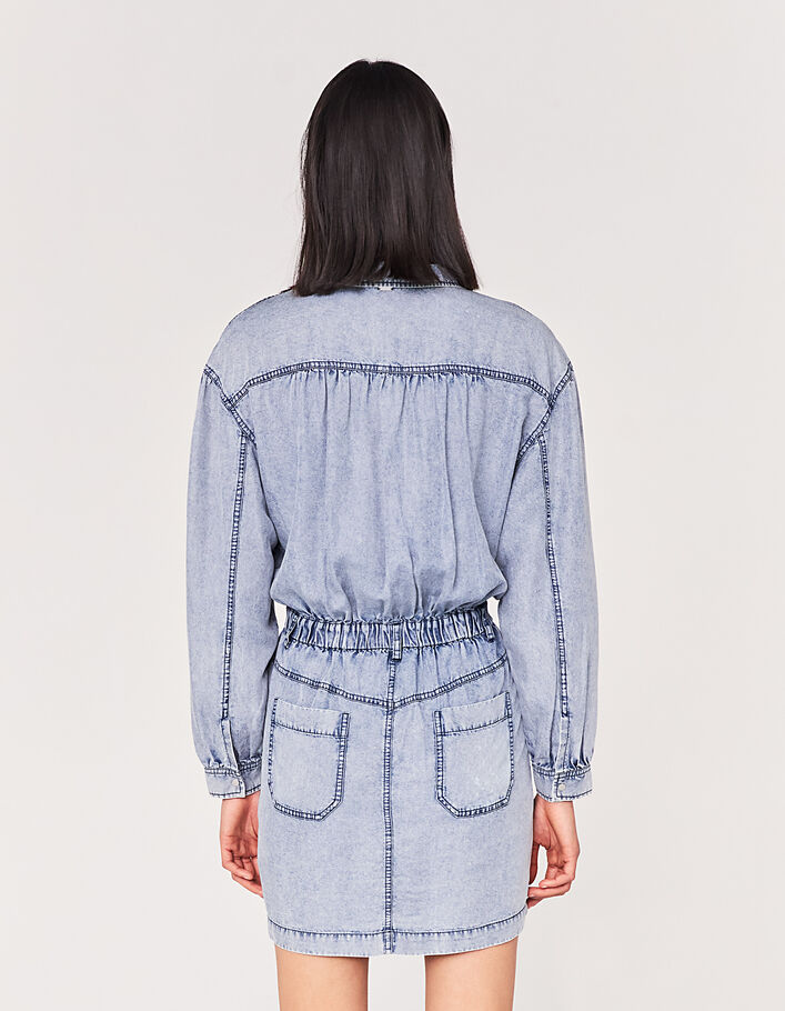 Hemdjurk in blauwe tencel acid wash dames - IKKS