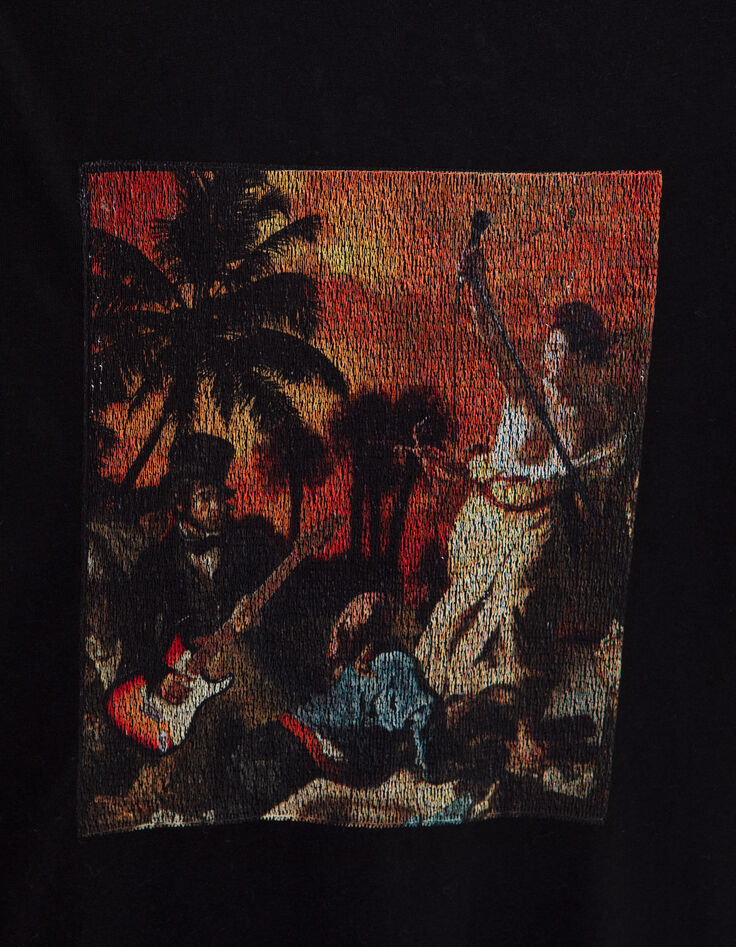 Schwarzes Herren-T-Shirt mit Arty-Rock-Stickerei-7