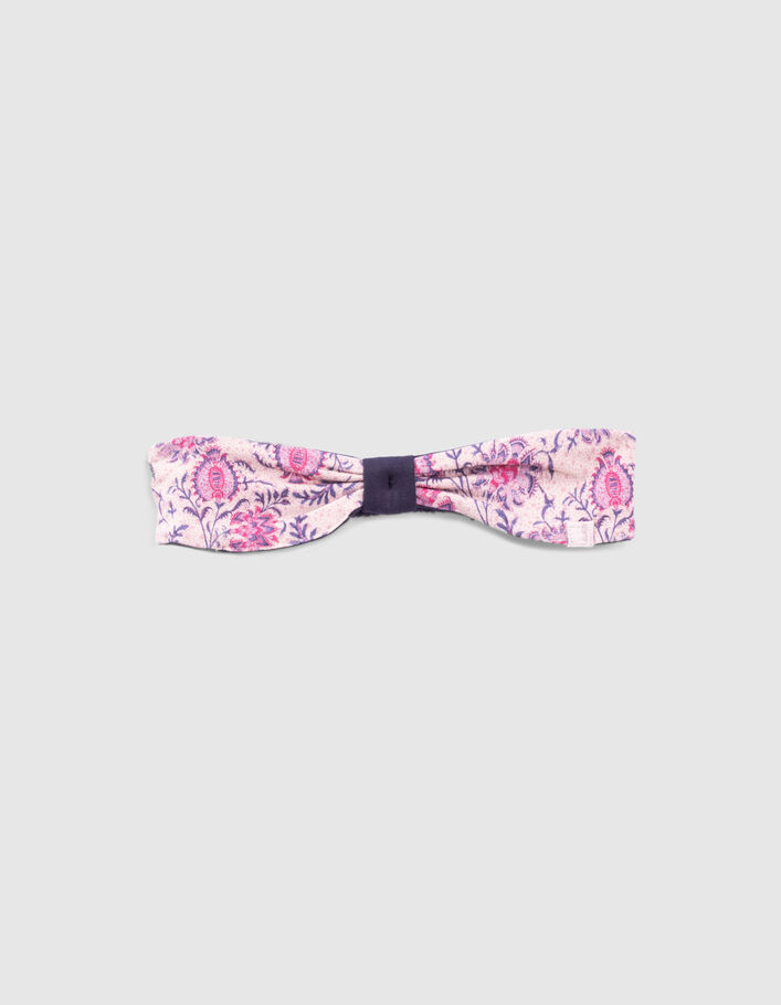 Baby girls’ navy/pink print reversible headband - IKKS