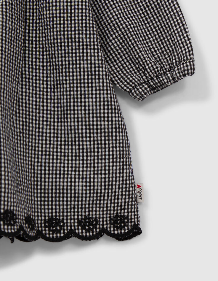 Robe écrue motif vichy noir bébé fille-5