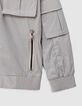 Blouson gris à capuche multipoches nylon garçon-6