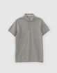 Polo SLIM gris jaspeado bimaterial Hombre-5