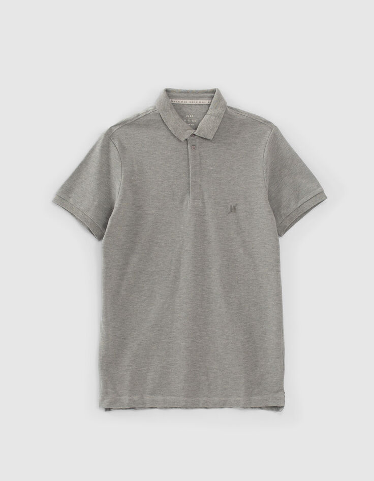 Polo SLIM gris jaspeado bimaterial Hombre-5