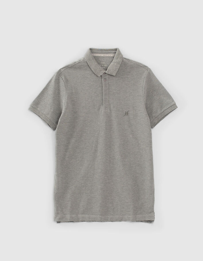 Men’s grey marl mixed fabric SLIM polo shirt - IKKS