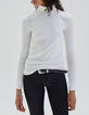 Camiseta cuello alto manga larga color crudo mujer-2