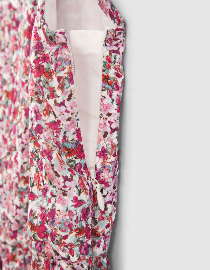 Fuchsia jurk bloemenprint schouderbandjes meisjes-6