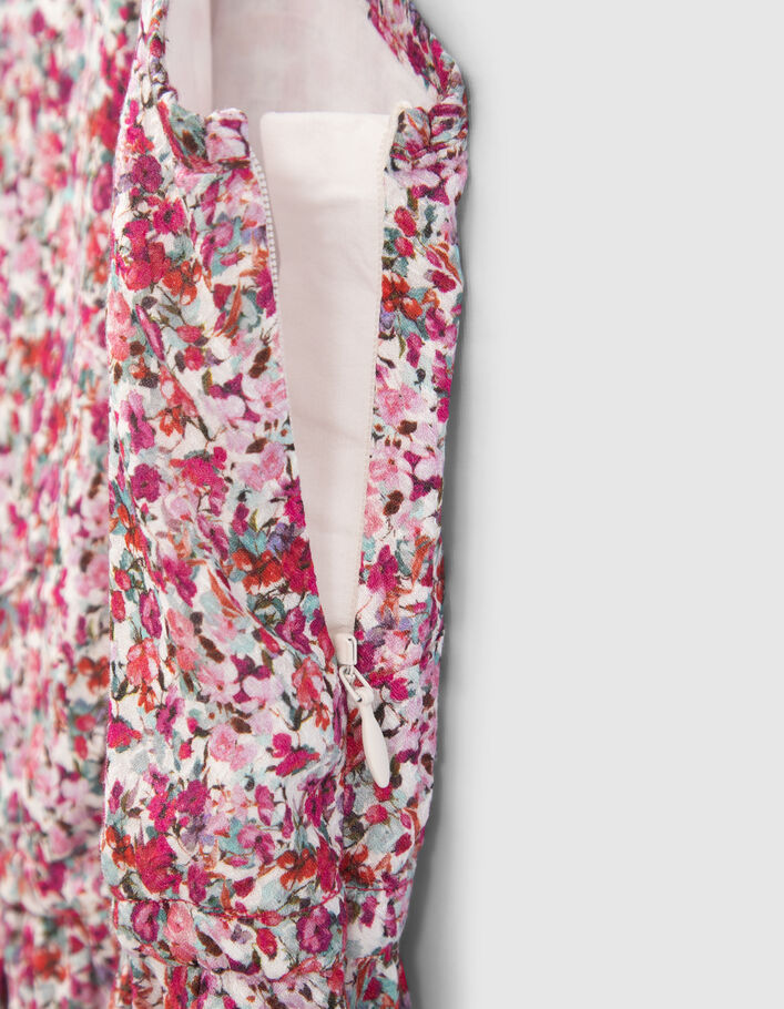 Fuchsia Mädchenkleid mit Blumenprint und Trägern - IKKS