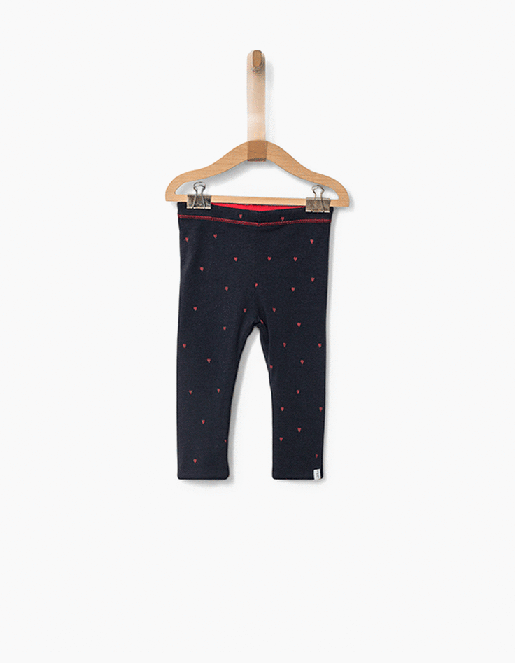 Leggings réversible marine et rouge bébé fille-1 Leggings réversible marine et rouge bébé fille-1