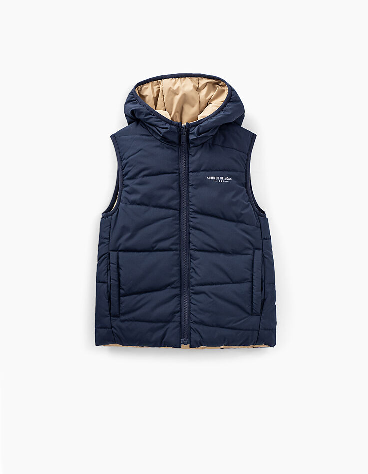 Doudoune réversible navy et beige sans manches garçon -3
