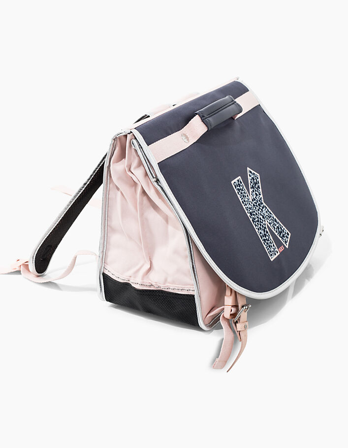 Girls’ 38cm powder pink and navy K satchel - IKKS
