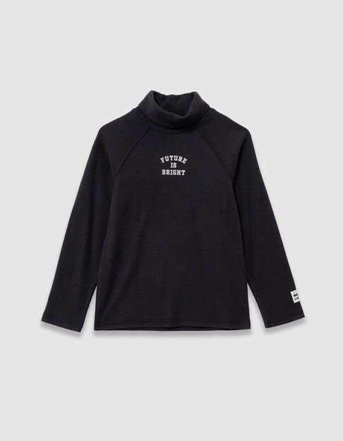 Zwart T-shirt lange mouwen rolkraag jongens - IKKS