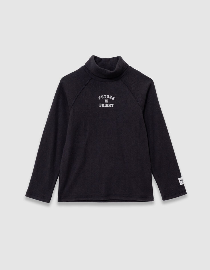 Zwart T-shirt lange mouwen rolkraag jongens-1